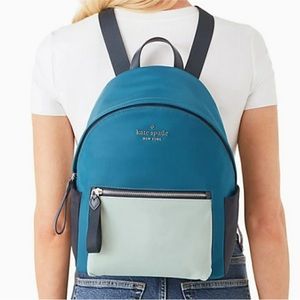 Kate Spade New York Chelsea Teal Blue Medium Backpack with Matching Wallet
